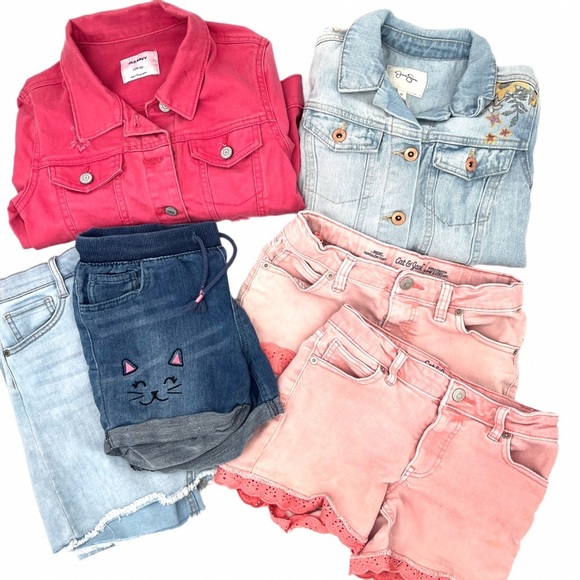 Girls Sz 10/12 Denim Bundle 6 Pc  | Old Navy Jacket, Jessica Simpson, Cat & Jack - Picture 1 of 16